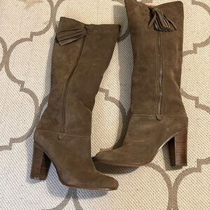 Coach Therese heeled suede brown Side Zip Tassels Boots